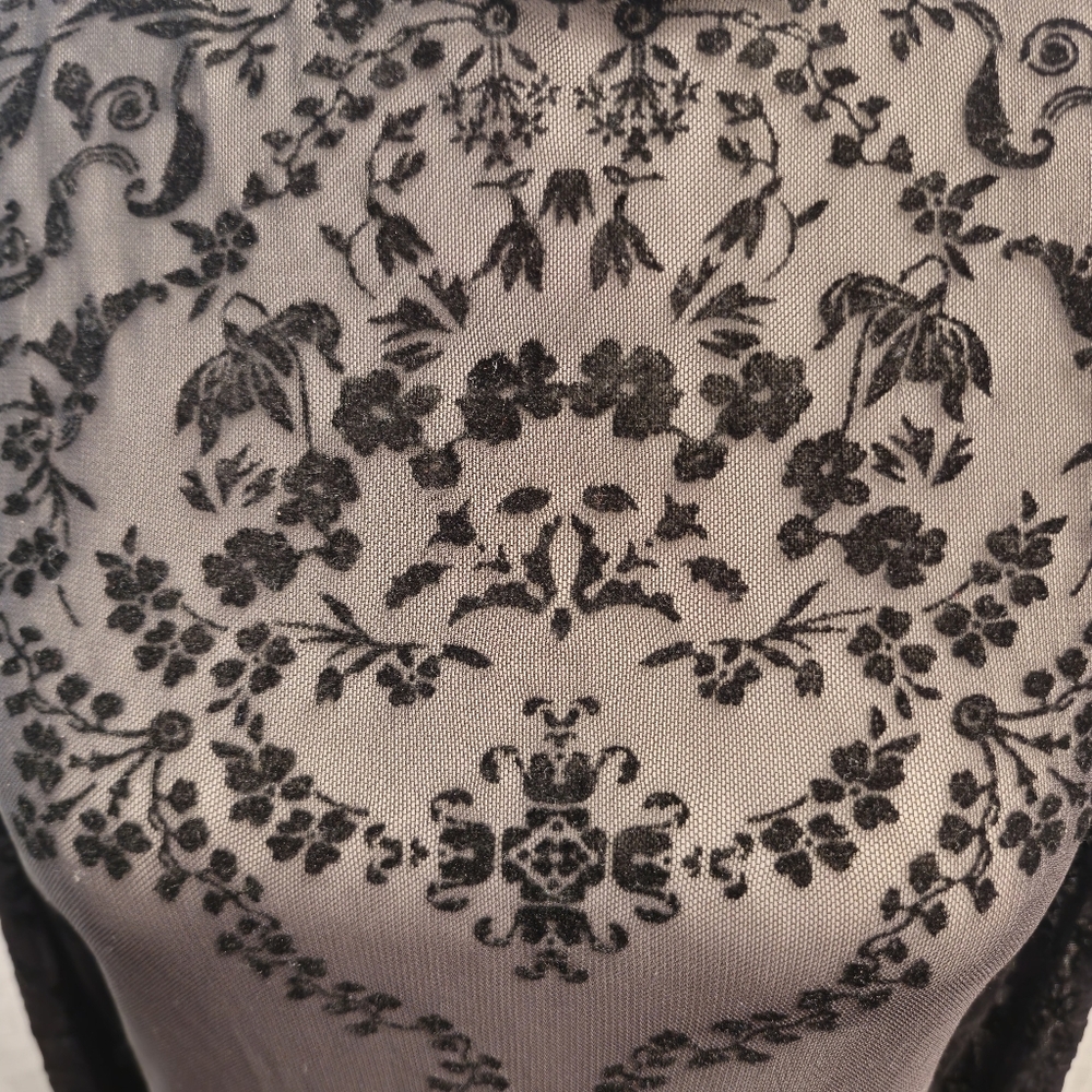 Y2K Vintage Sz X Large Black Dark Fairy Maxi Mesh Long Sleeve Mock Neck Dress - Picture 5 of 7